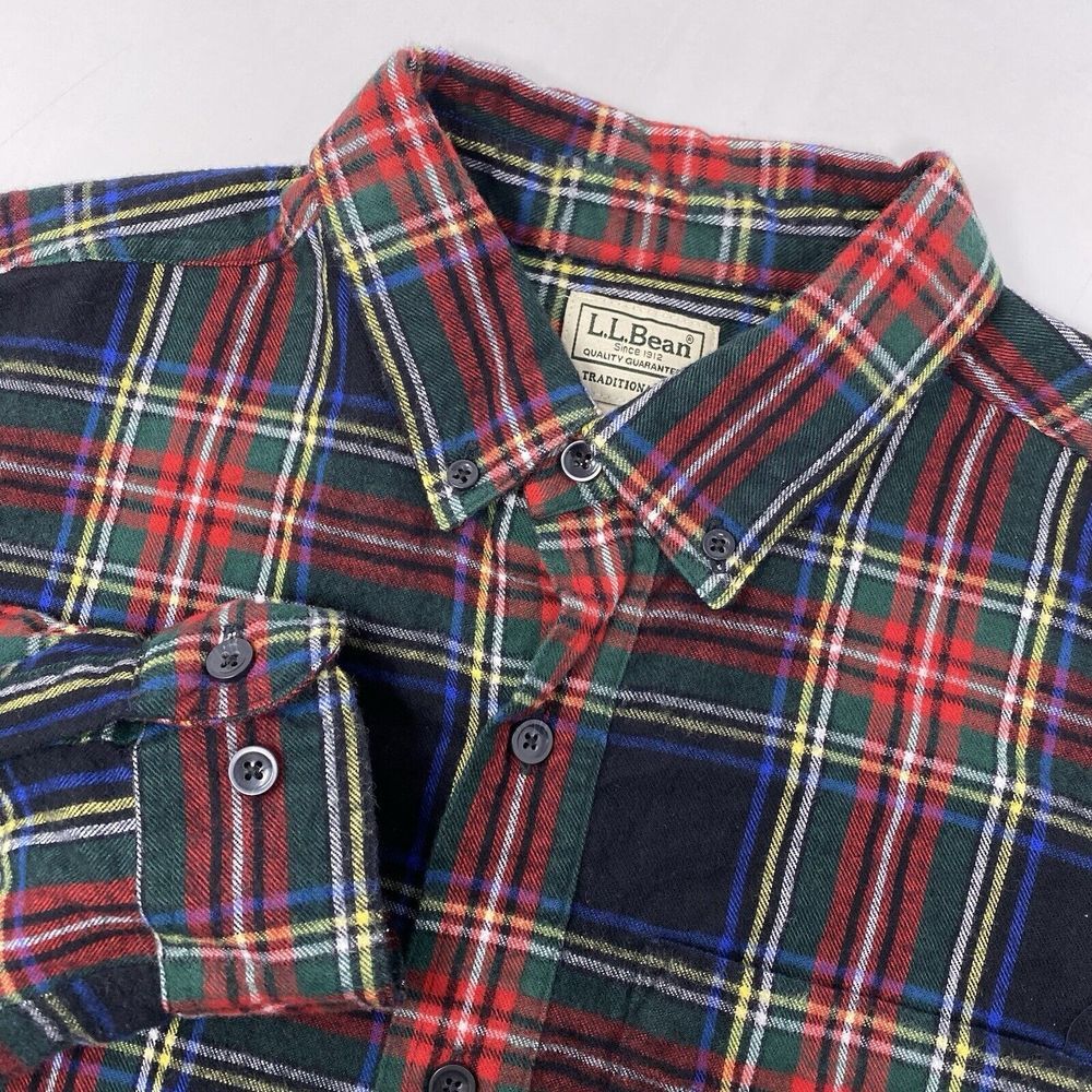 L.L. Bean Traditional Fit Men's Med MultiColor Plaid Long Sleeve Flannel Shirt